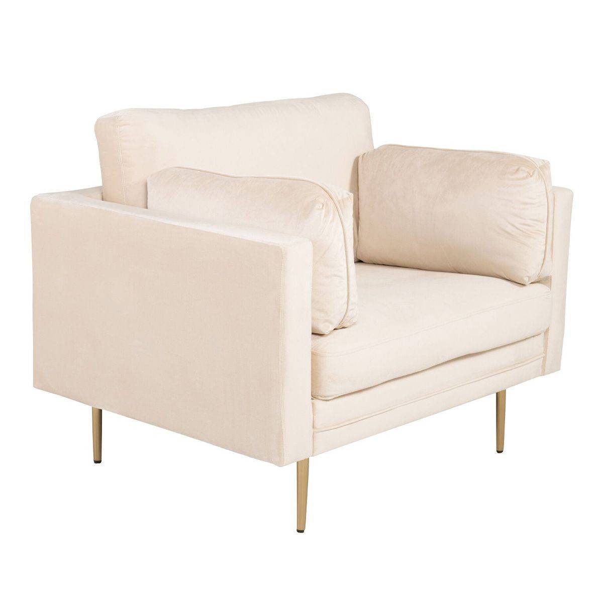 Paris Prix - Fauteuil Design en Velours "Boom" 110cm Beige & Or - Image 2