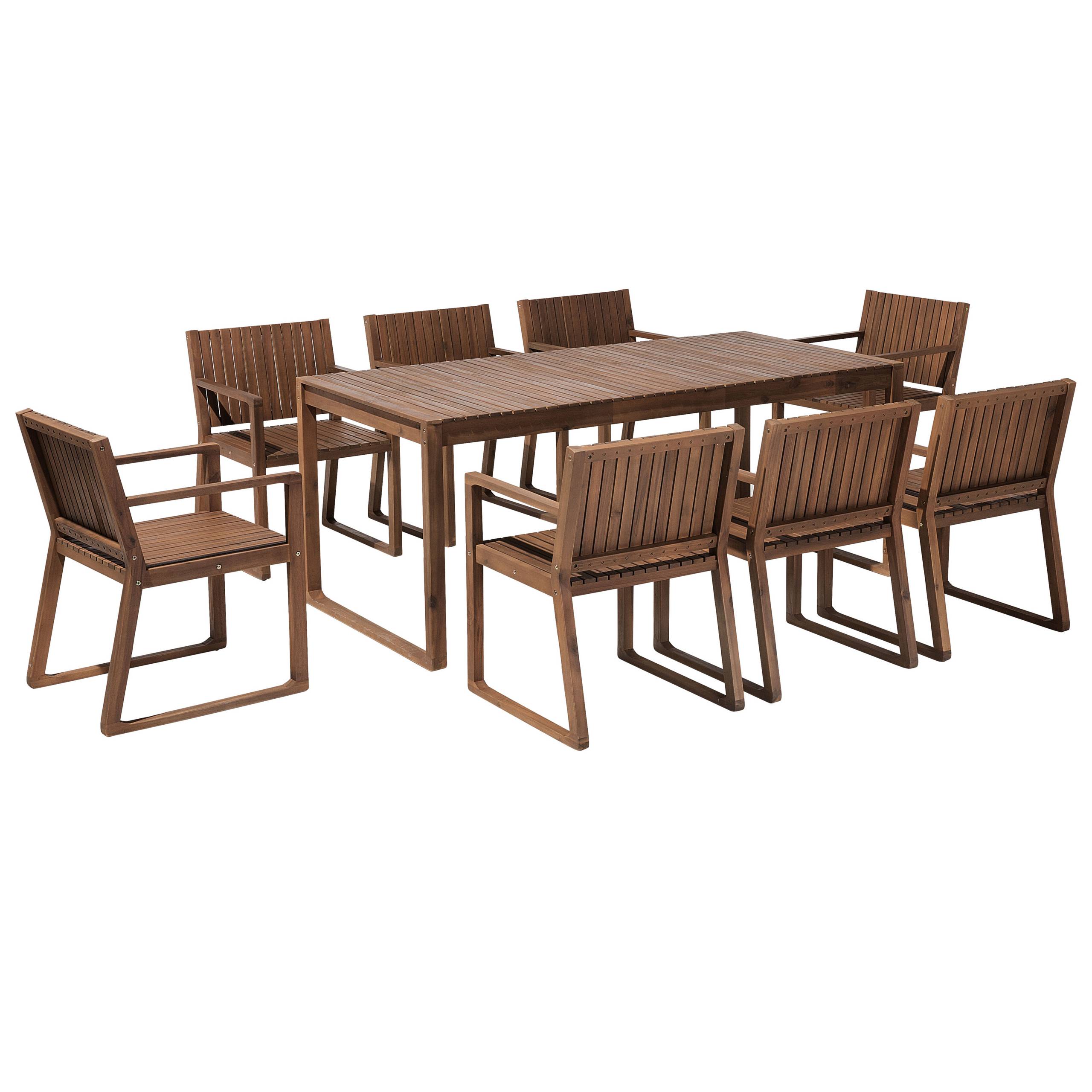 Beliani - Ensemble de Salle à Manger de Jardin en Bois d'Acacia Foncé Table et 8 Sièges Résistant aux Intempéries Design Classique - Imagen 1