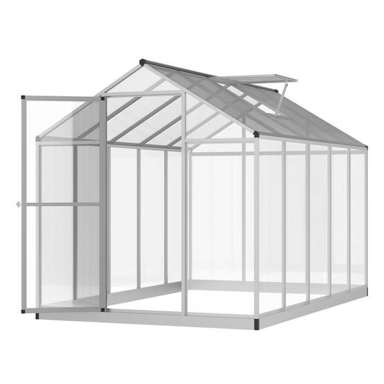 Serre de jardin 5,5m² 3x2m en aluminium polycarbonate, fondation et lucarne, porte avec loquet - Image 2