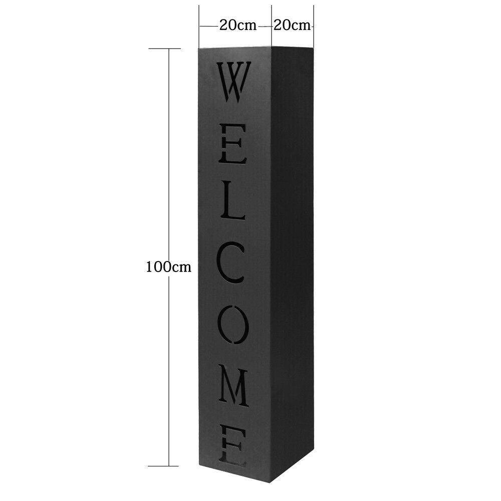 Helloshop26 - Colonne pour plantes design décoration jardin noire motif welcome plantes - Imagen 3