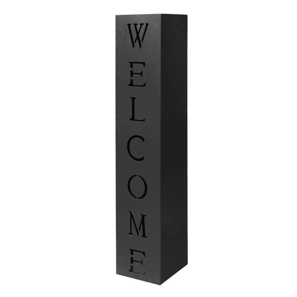 Helloshop26 - Colonne pour plantes design décoration jardin noire motif welcome plantes - Imagen 1