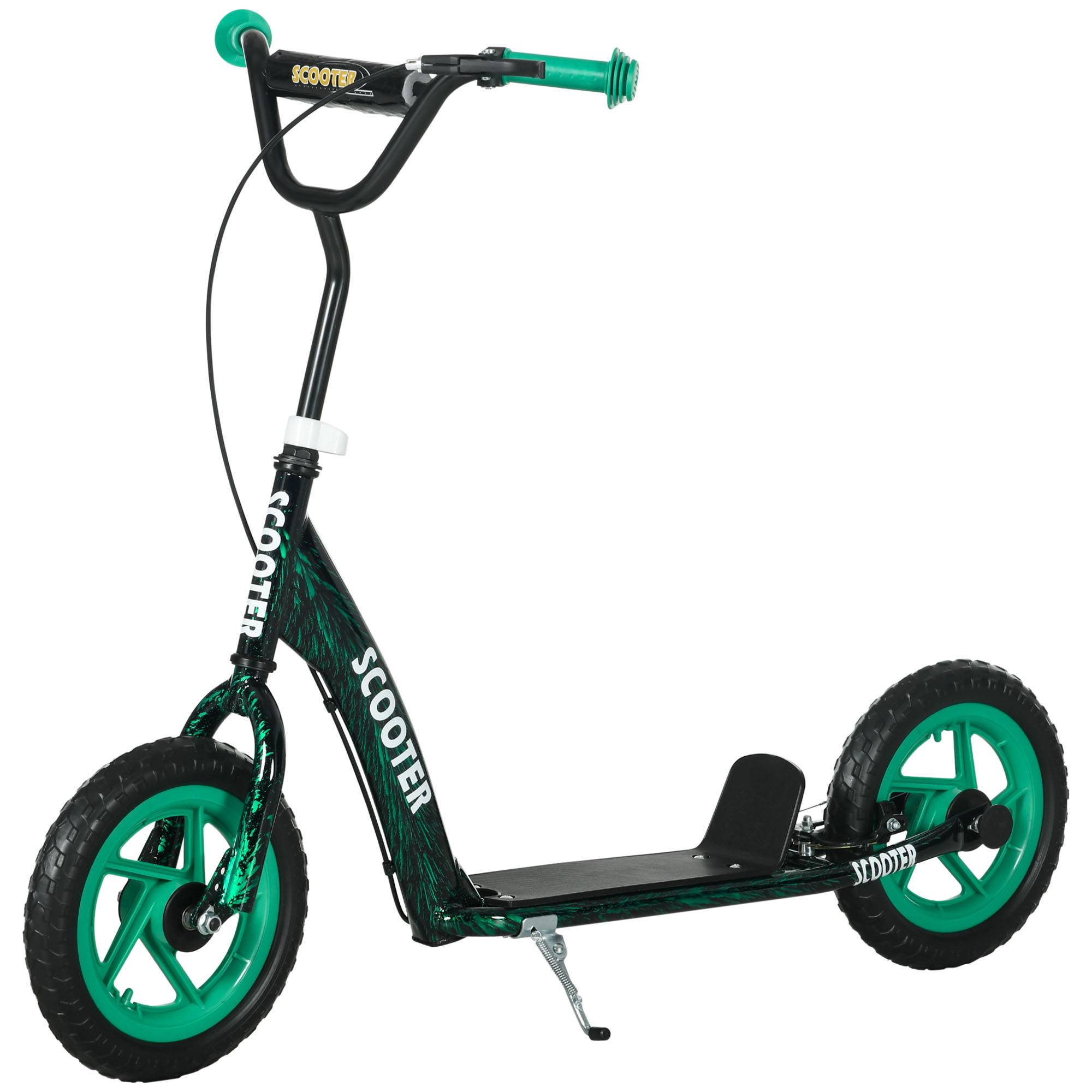 Sans Marque - Trottinette patinette scooter enfant grandes roues 6-12 ans hauteur réglable frein arrière béquille vert - Image 1