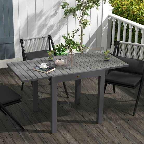 Table de jardin extensible aluminium pour terrasse 6 places 162x80x75cm gris - ComfortXL Outdoor Living - Image 1