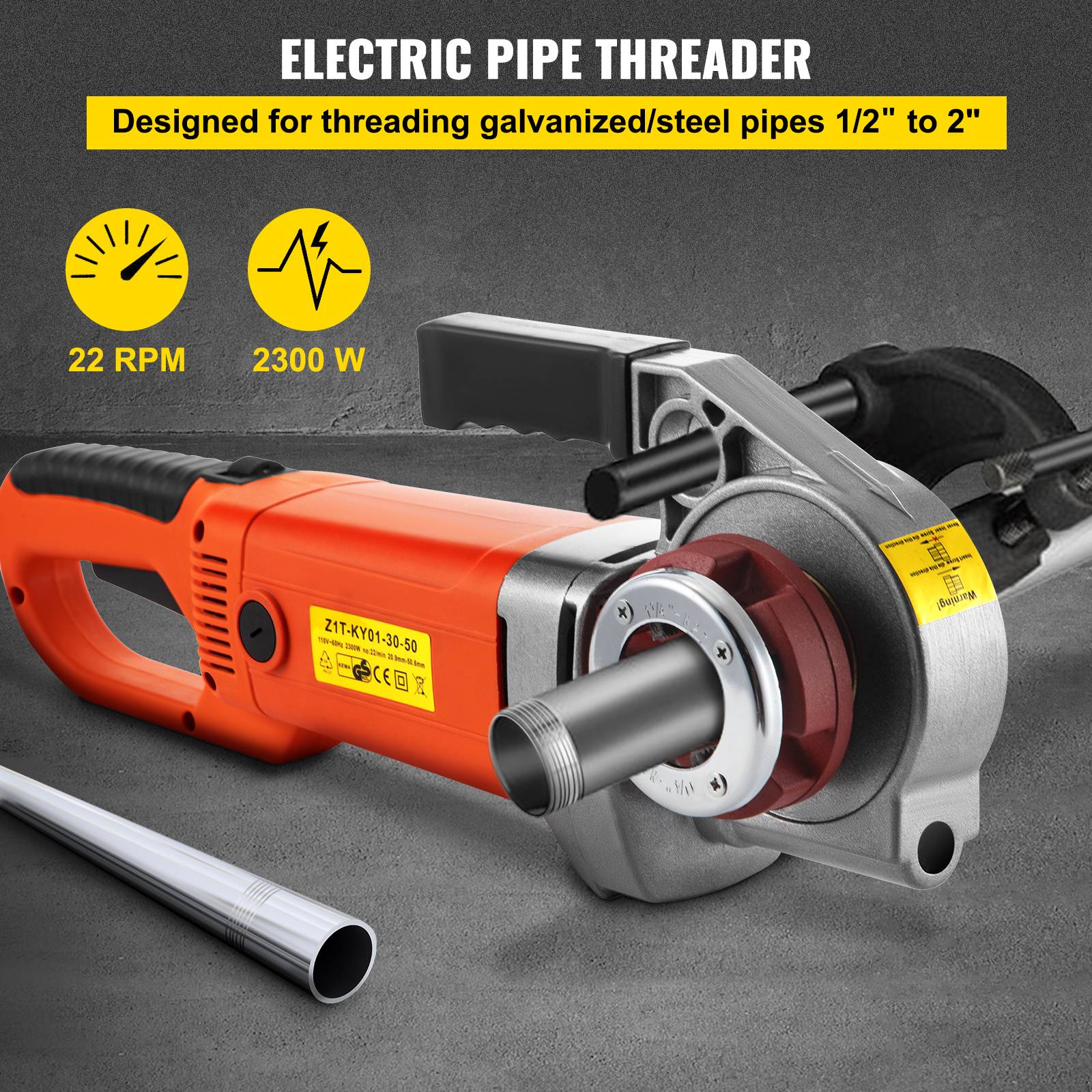 Fileteuse de Tuyau Electrique 2300 W, Filière 1,27-5 cm, 6 Matrices, 22 ...