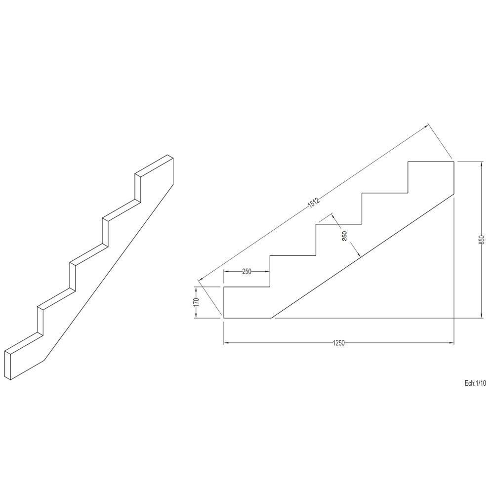 Decklinea - Escalier Bois Exterieur - 5 Marches Pleines - Largeur : 1m20 - Hauteur : 85cm - Avec Contremarches - Pin du Nord - Imagen 5
