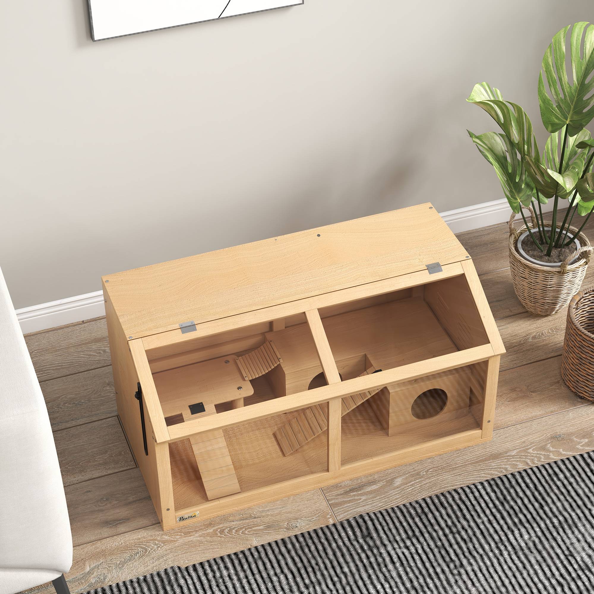 Cage pour hamster bois naturels 85 x 45 x 44 cm - PANGIVO - Image 9
