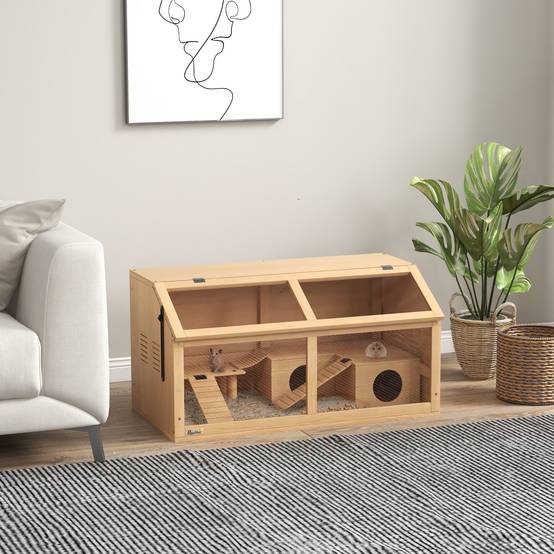 Cage pour hamster bois naturels 85 x 45 x 44 cm - PANGIVO - Image 3