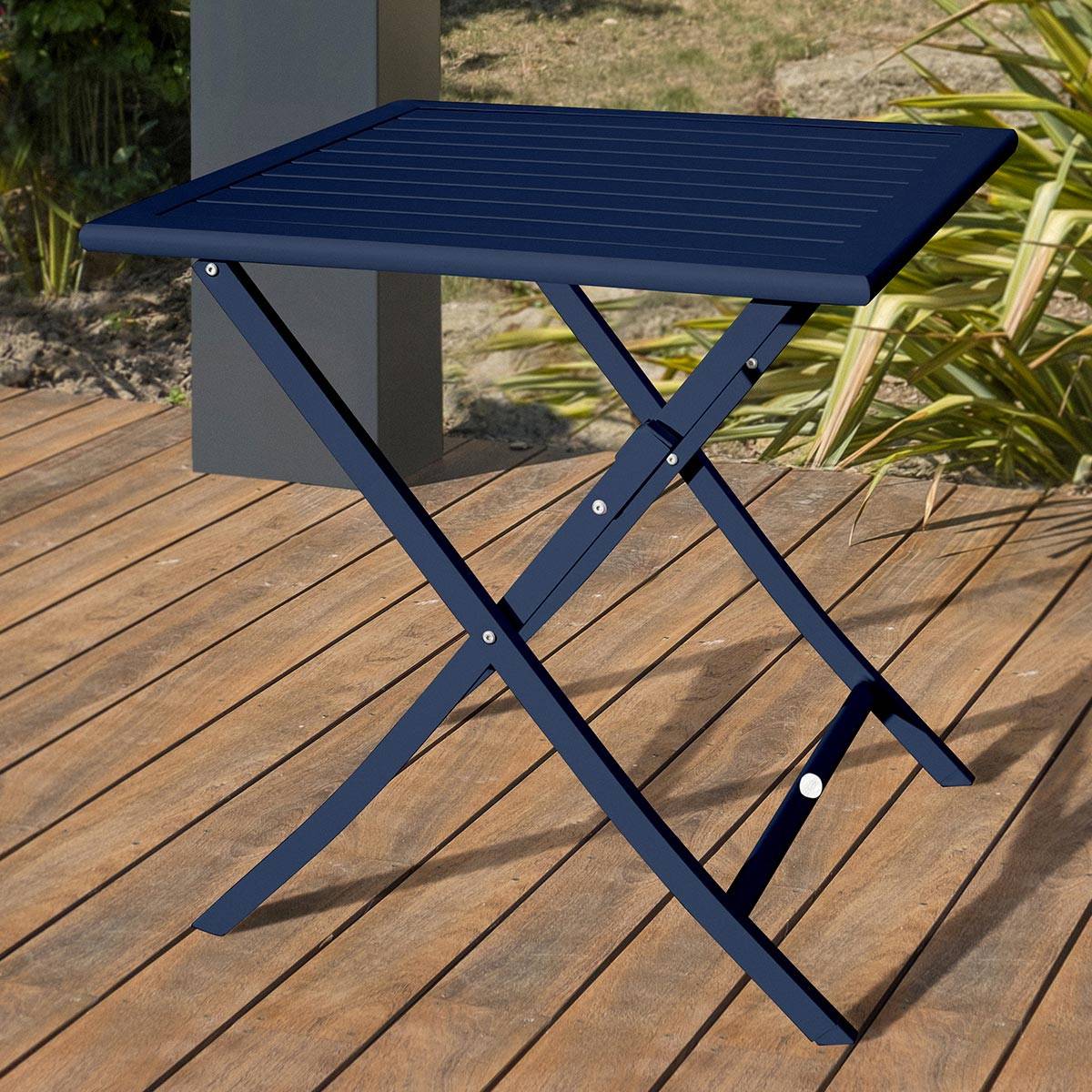 Table de jardin carrée pliante en aluminium - Bleu marine - MARIUS - Image 5