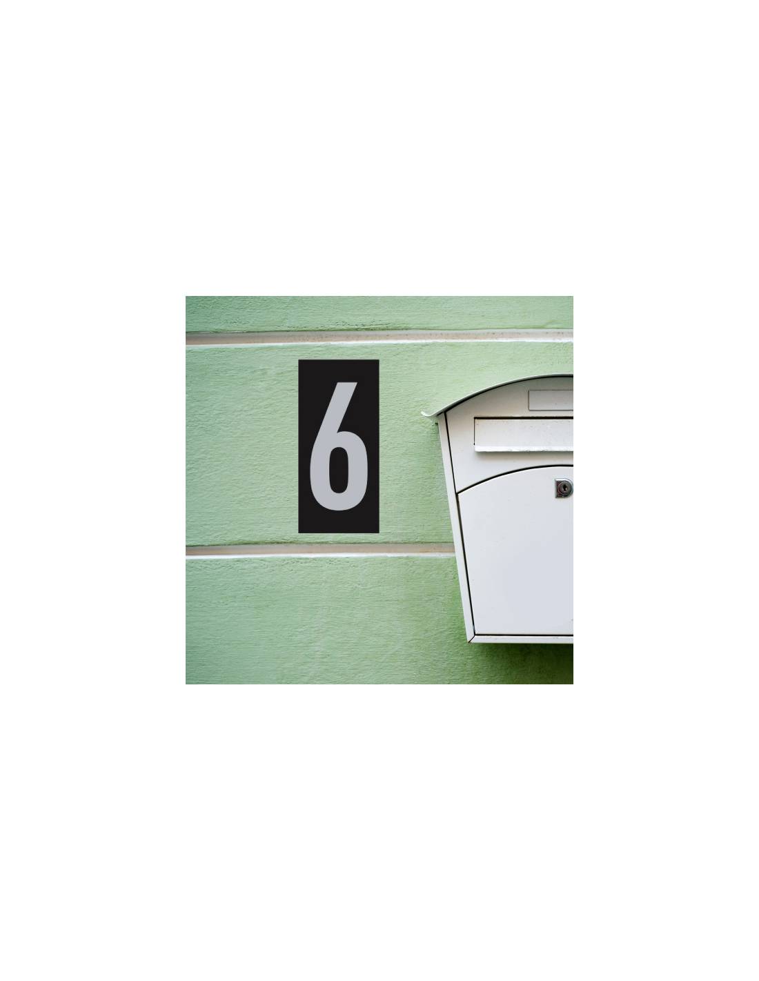 Plaque de signalisation 6, marquage blanc sur fond noir, panneau ABS à visser, 56x120mm - THIRARD - Image 5