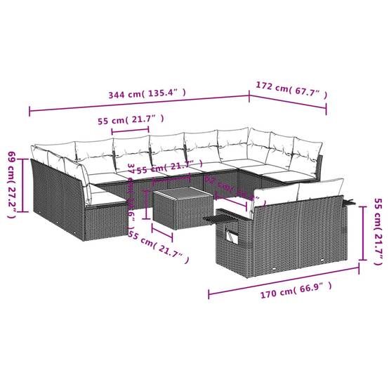Salon de Jardin Bas Modulable 12 Places en Poly Rotin avec Table Basse Acacia pour Extérieur Gris – ComfortXL Outdoor Living - Image 9