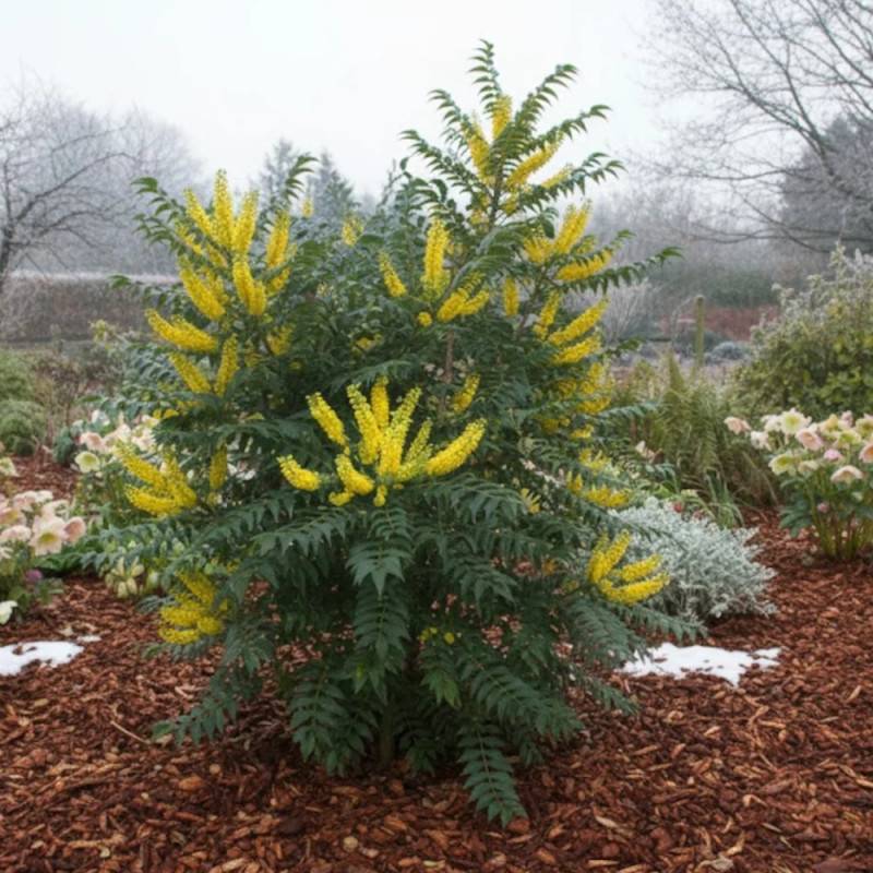 Mahonia Winter Sun à fleurs Jaune - feuillage Persistant - Pot de 7,5L - 60/80 cm-  hauteur à maturité De 1,50 m à 2,00 m - Imagen 3