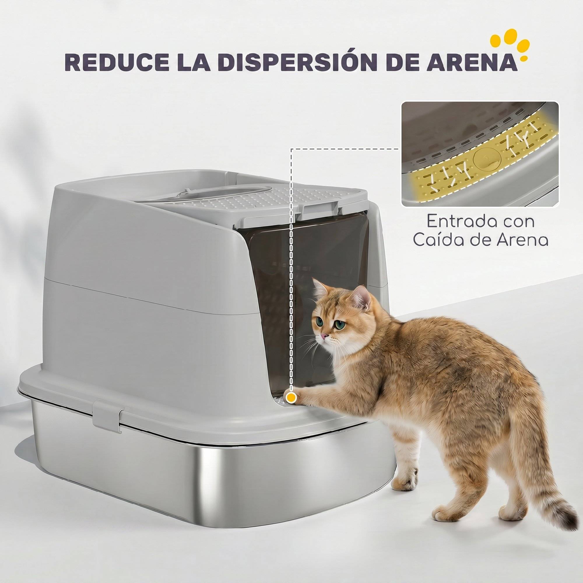Litière chat acier inoxydable L couvercle rabattable pelle métal sac désodorisant gris clair - Image 8