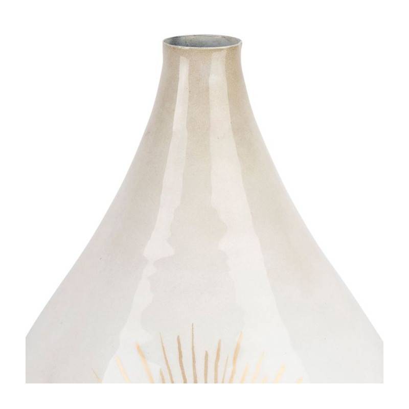 Vase en Fer Blanc Nacré Motif Soleil Rayonnant 25x43cm - Image 2