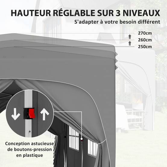 Outsunny - Tonnelle jardin exterieur 3x6m pliante pop up réglable sac transport et sacs sable UPF50+ camping festival patio gris clair - Outsunny - Image 6