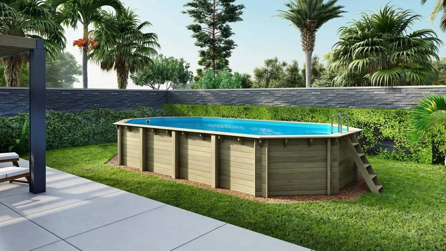 Altanka - Piscine en bois 8,57x4,57 - H.1,45 m - avec filtration et coffre - BAS750OSPI+SZA - Imagen 1