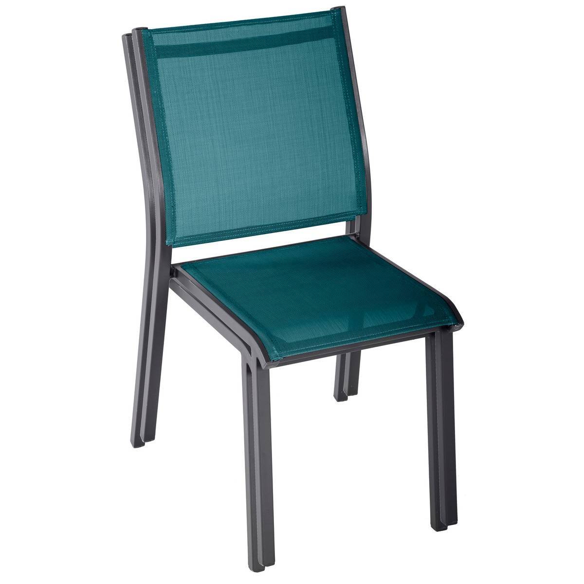 Hesperide - Chaise de jardin empilable "Essentia" bleu canard & graphite en aluminium traité époxy Hespéride - Image 3