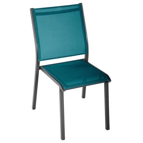 Hesperide - Chaise de jardin empilable "Essentia" bleu canard & graphite en aluminium traité époxy Hespéride - Image 2