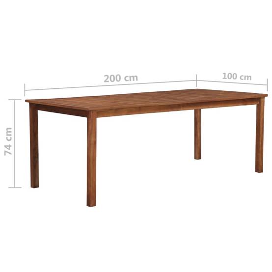 Grande Table de Jardin Rectangulaire 200x100 cm en Bois d'Acacia Massif, pour 8 à 10 Personnes, Robuste et Durable – ComfortXL Outdoor Living - Image 5