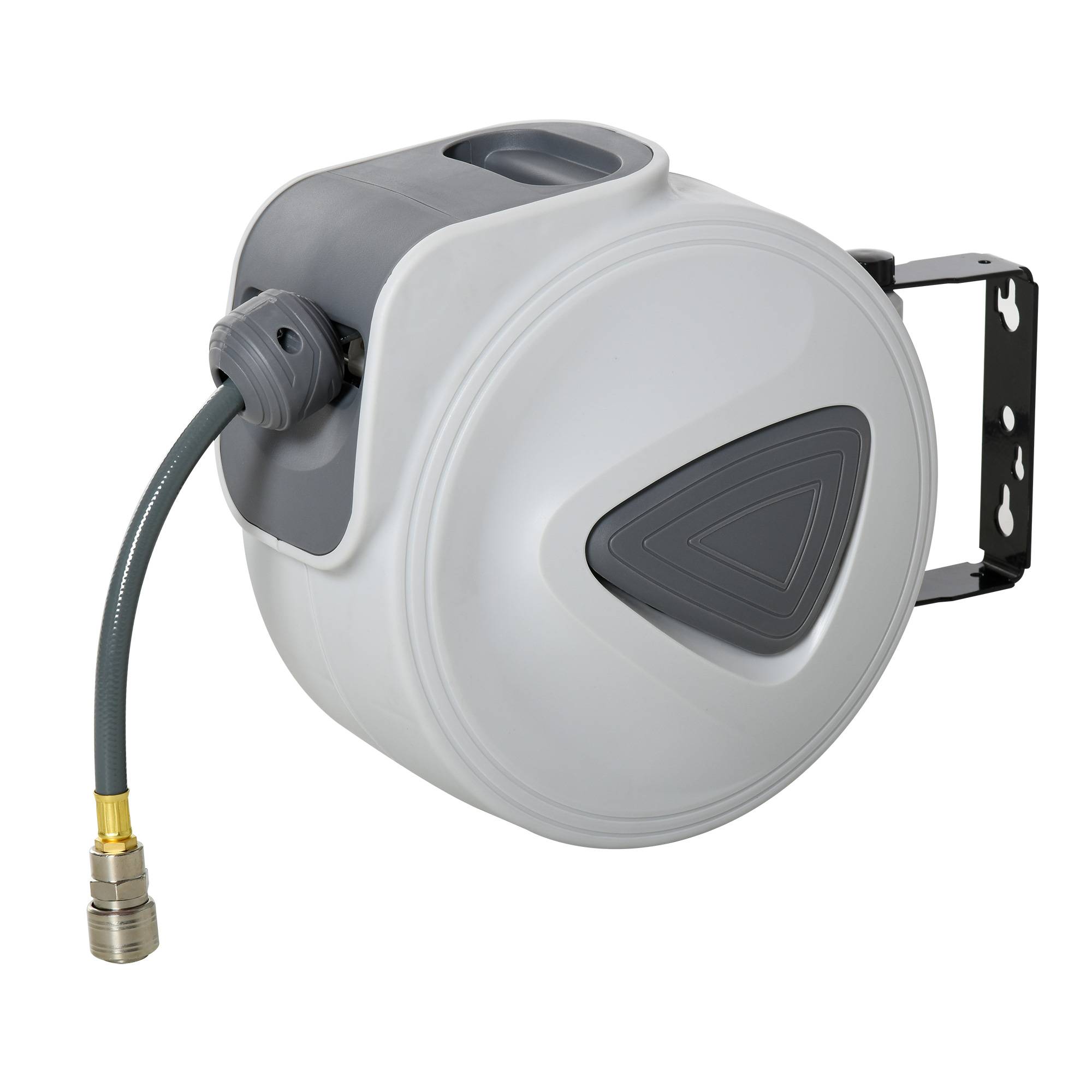 Enrouleur automatique tuyau air comprimé 15 m+1,4 m, Ø intérieur 3/8", raccord 1/4" BSPT, gris - Image 1