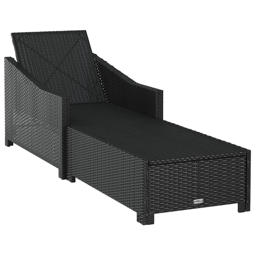 Helloshop26 - Transat chaise longue bain de soleil lit de jardin terrasse meuble d'extérieur avec coussin blanc crème résine tressée noir - Imagen 4