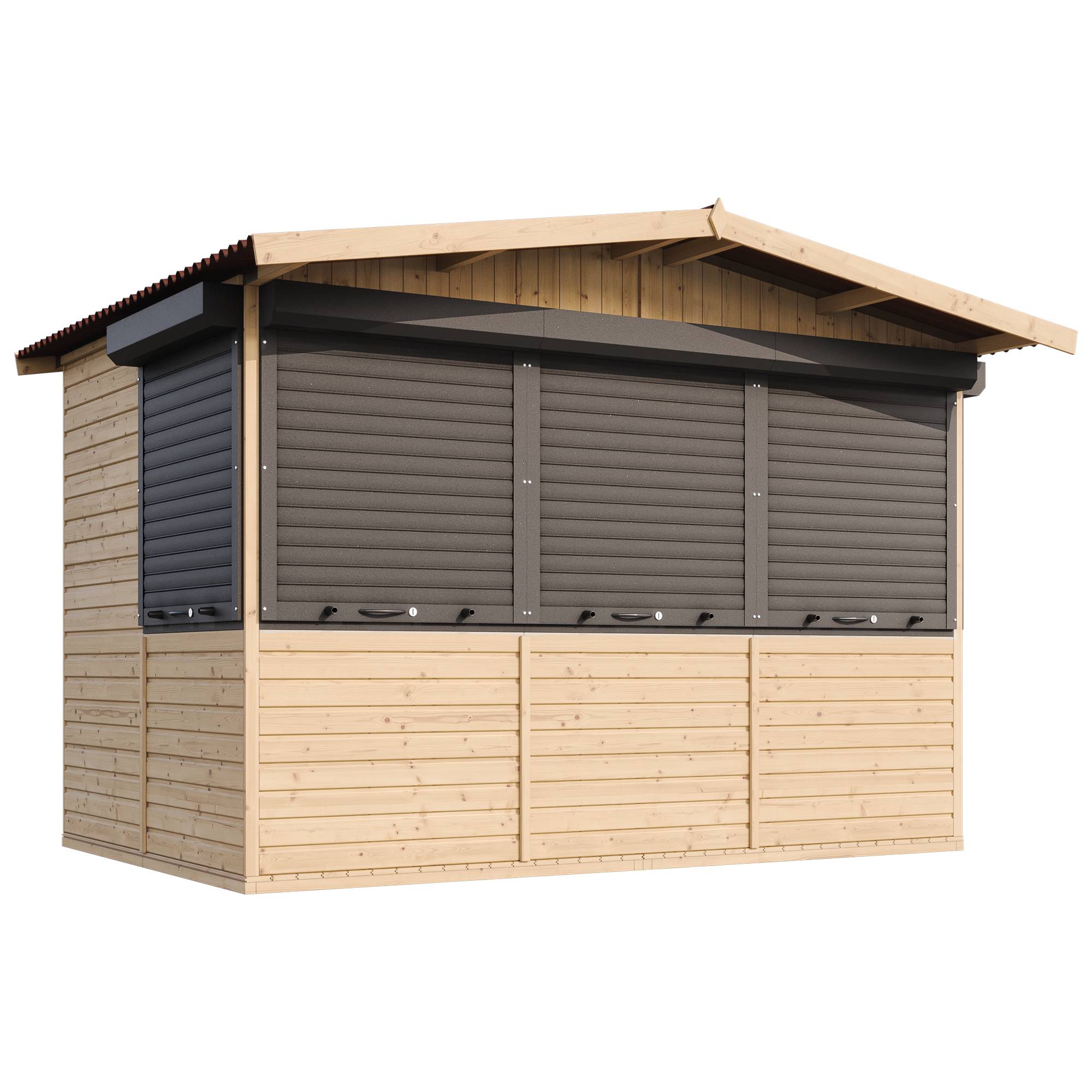 Timbela - Maison de jardin en bois 263 x 336 cm / 6 m² - Étal de marché en bois avec comptoir - Bar jardin - 17 mm d’épaisseur - Timbela M150BZ - Image 4