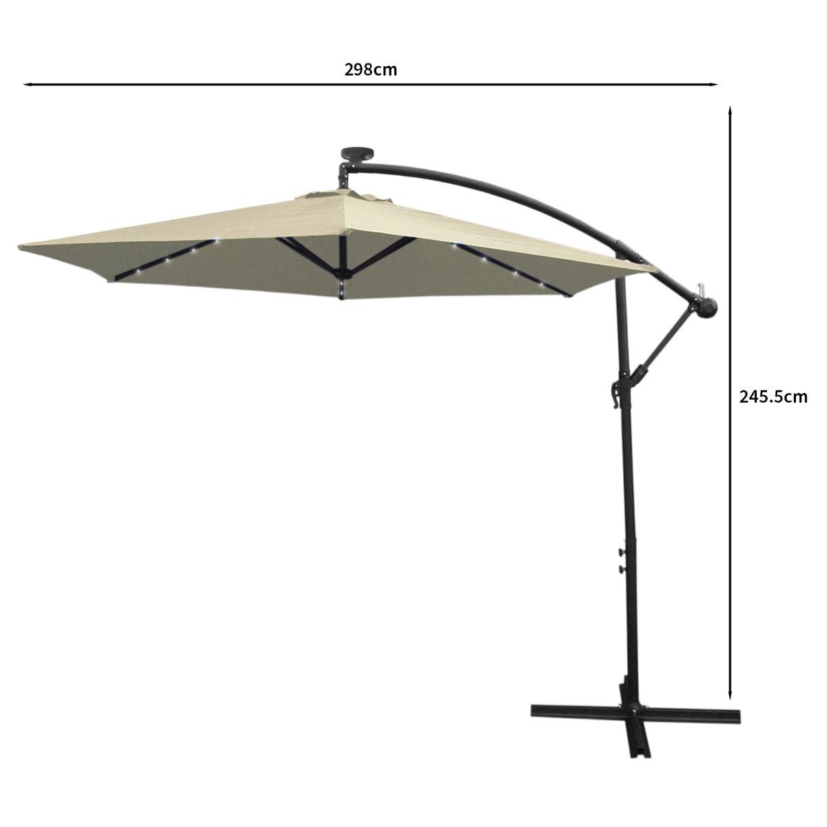Monstershop - Parasol Crème 3m avec LED's Intégrés - Imagen 5