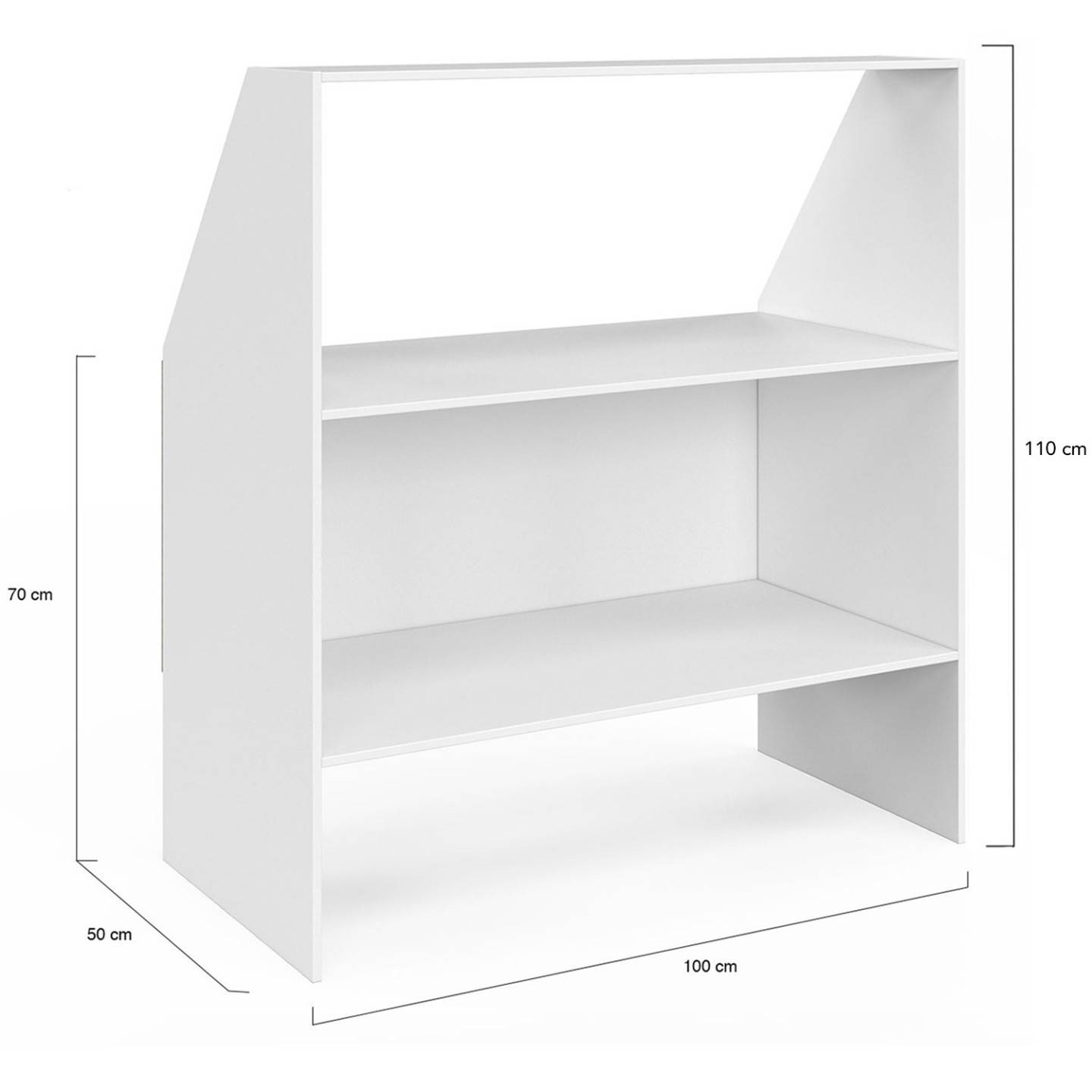 Etagère sous pente 2 niveaux TOMI 100 x 50 x 70/110 cm blanc - Image 4