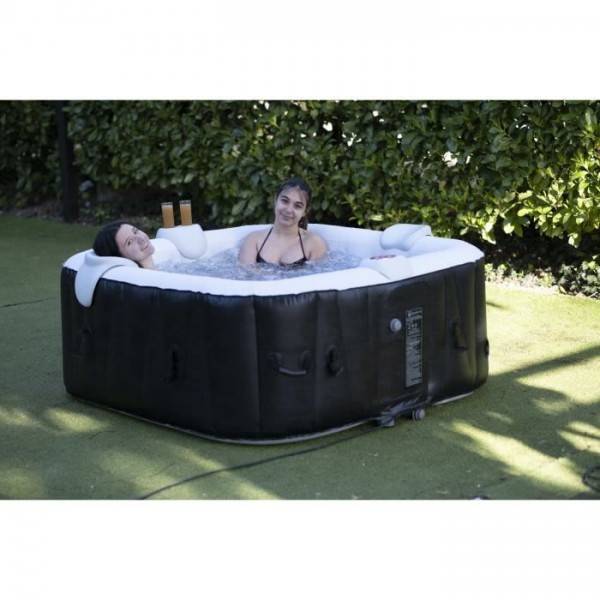 Spa gonflable avec bandeau LED SUNSPA - AC02-LED - 185 x 65 cm - 6 places - Carré (Avec filtre, cadenas, tapis de sol et - Image 1
