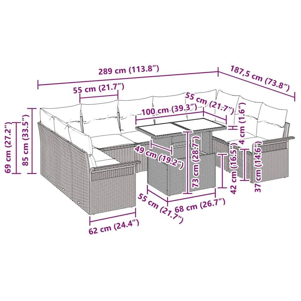 ComfortXL - Salon de jardin 9 places poly rotin modulable table hauteur réglable Beige – ComfortXL Outdoor Living - Image 3