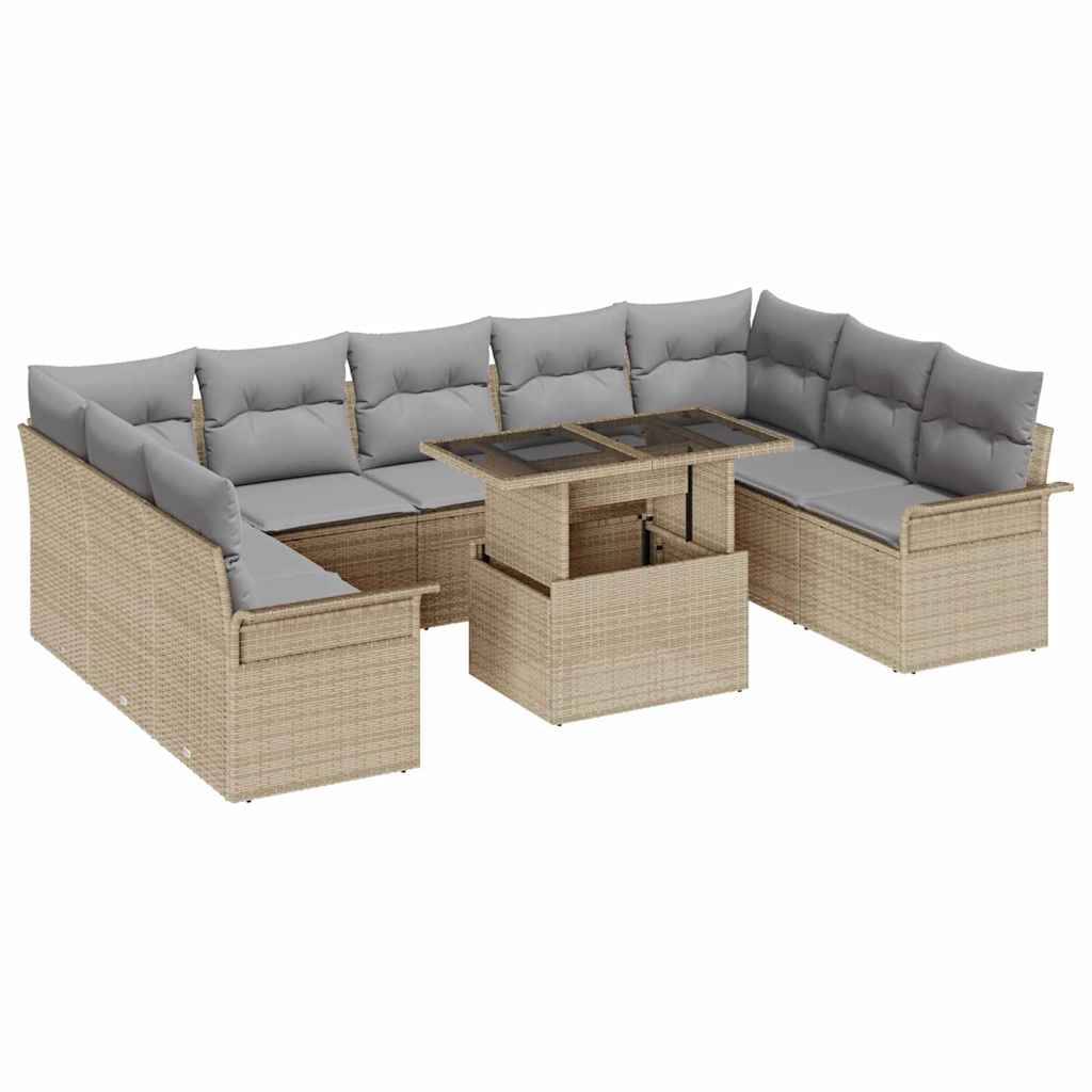ComfortXL - Salon de jardin 9 places poly rotin modulable table hauteur réglable Beige – ComfortXL Outdoor Living - Image 2