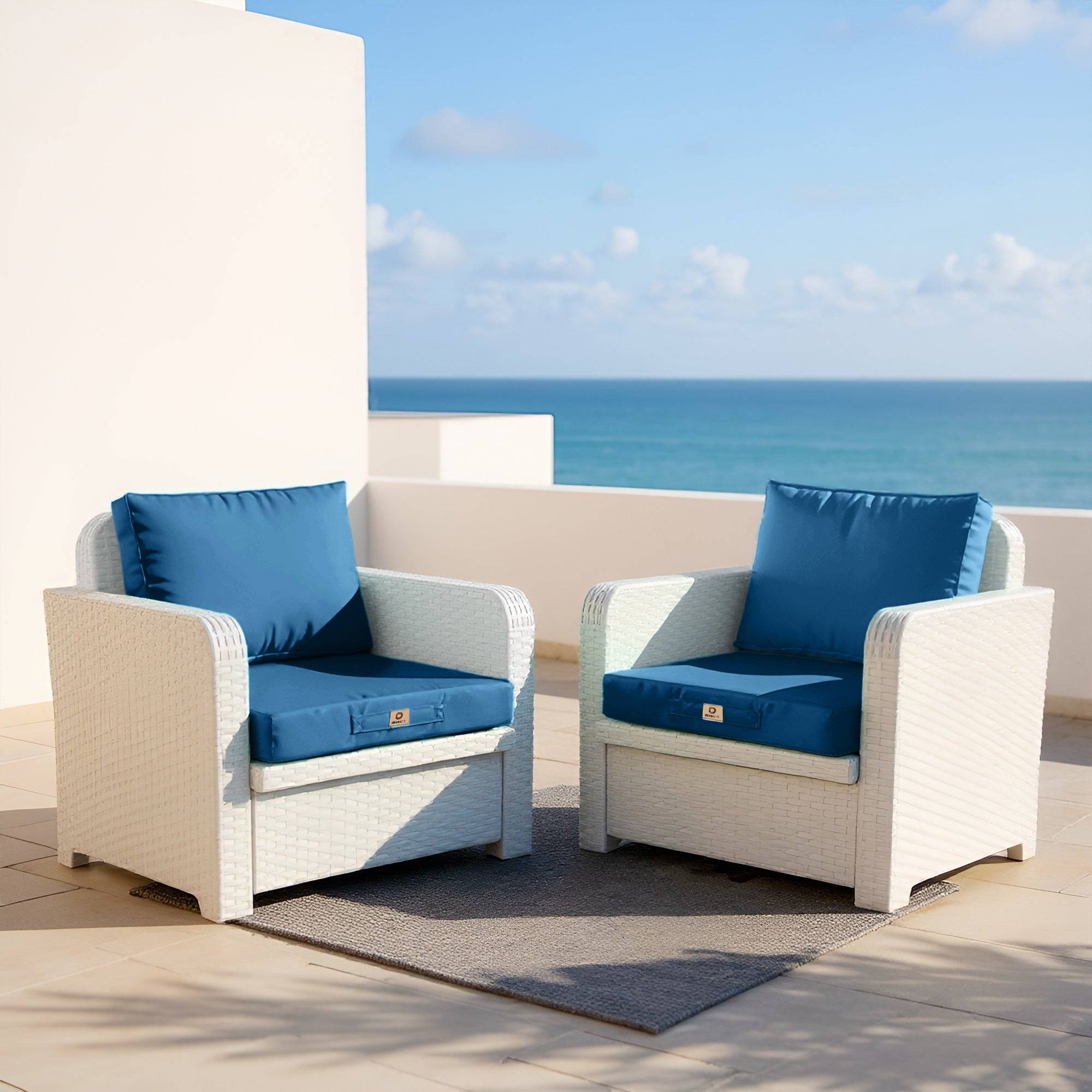 Coussins pour salon de jardin déhoussable 60x70cm Bleu pétrole - Déco arts - Image 2