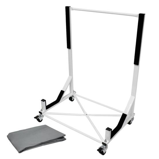 Chariot Hardtop Capote Support Rigide Toit Rangement - Acier - Blanc - 76,5 x 52 x 93,5 cm - avec Couverture Housse de Protection - Image 1
