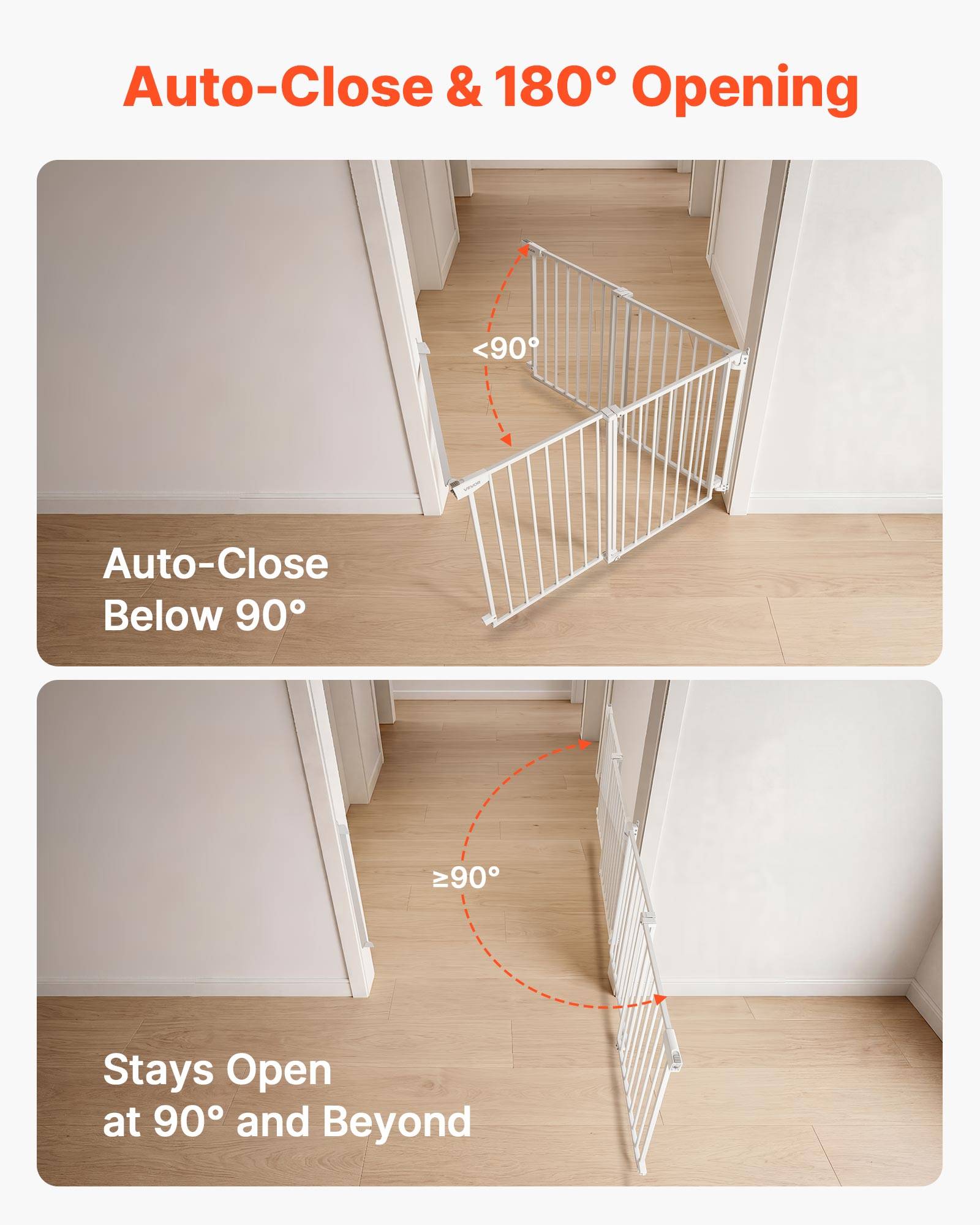 Vevor - VEVOR Barrière de sécurité bébé réglable 778-1210 mm, hauteur 760 mm, sans barre au sol, fixation par perçage, blanc - Image 6