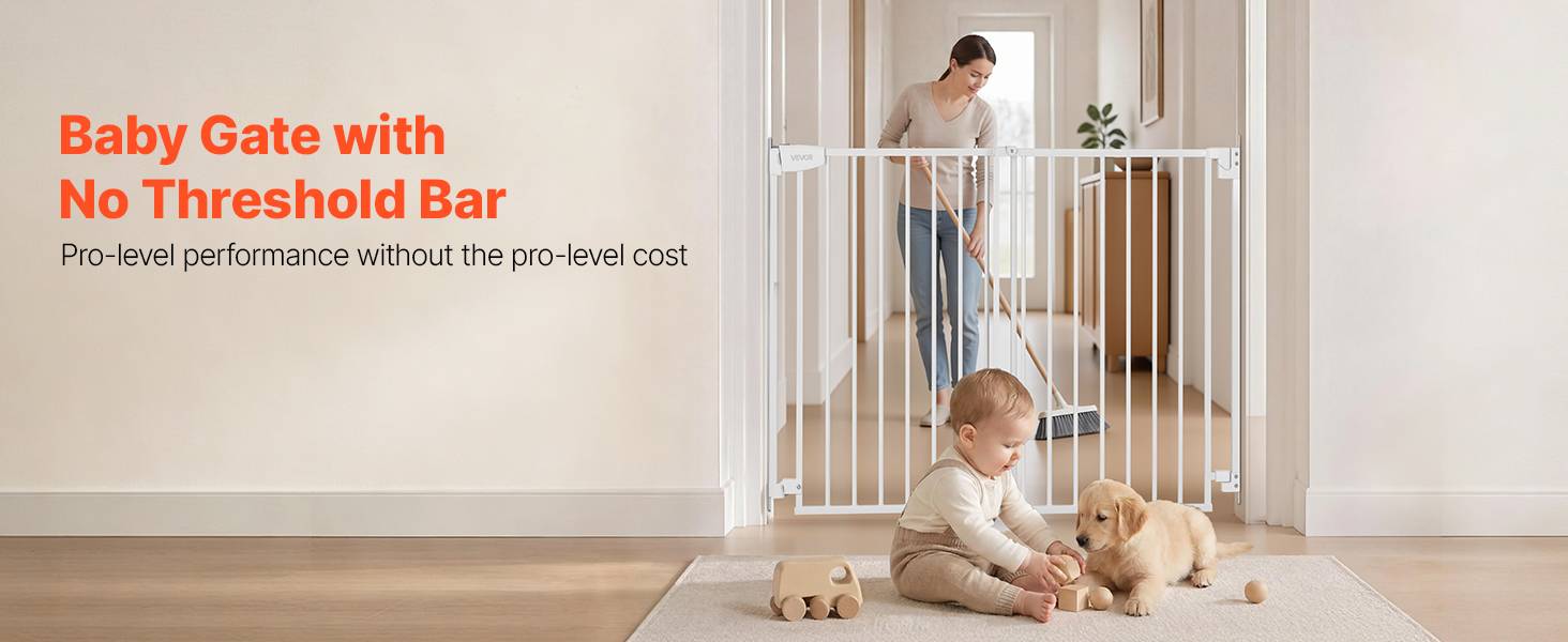 Vevor - VEVOR Barrière de sécurité bébé réglable 778-1210 mm, hauteur 760 mm, sans barre au sol, fixation par perçage, blanc - Image 9
