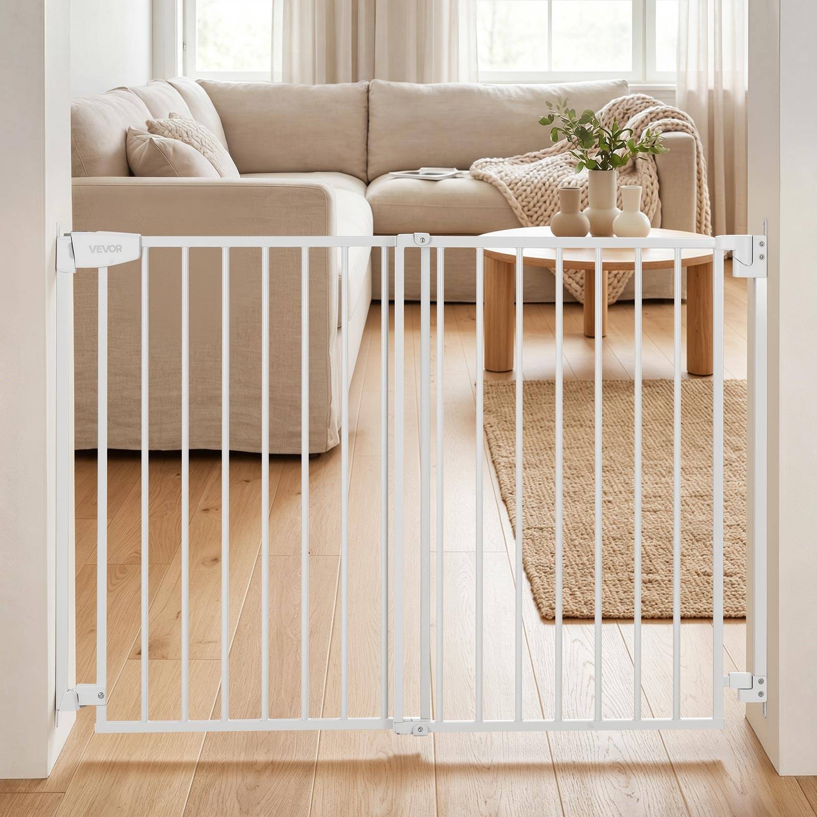 Vevor - VEVOR Barrière de sécurité bébé réglable 778-1210 mm, hauteur 760 mm, sans barre au sol, fixation par perçage, blanc - Image 8
