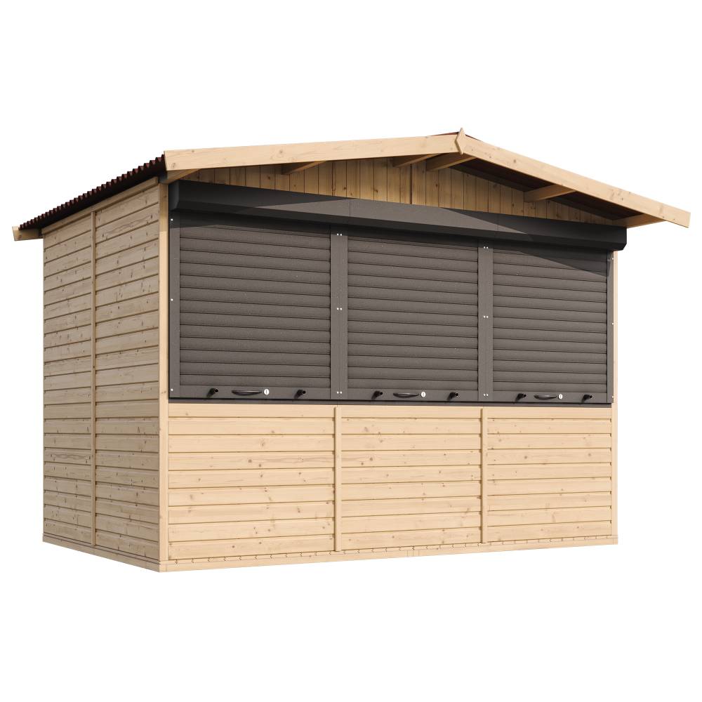 Timbela - Maison de jardin en bois 263 x 336 cm / 6 m² - Étal de marché en bois avec comptoir - Bar jardin - 17 mm d’épaisseur - Timbela M150AZ - Image 4
