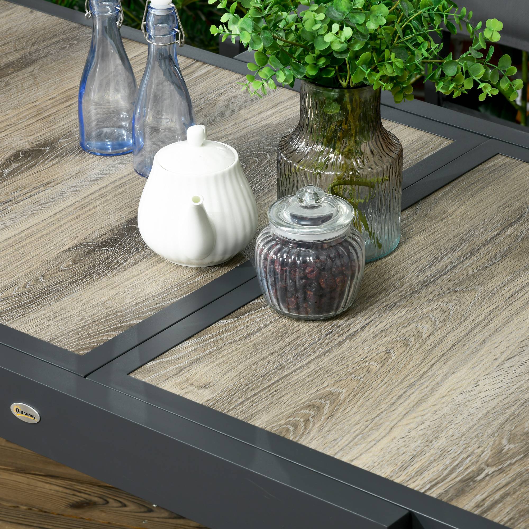 Table extensible aluminium aspect bois 160 x 80 x 75 cm - PANGIVO - Image 9