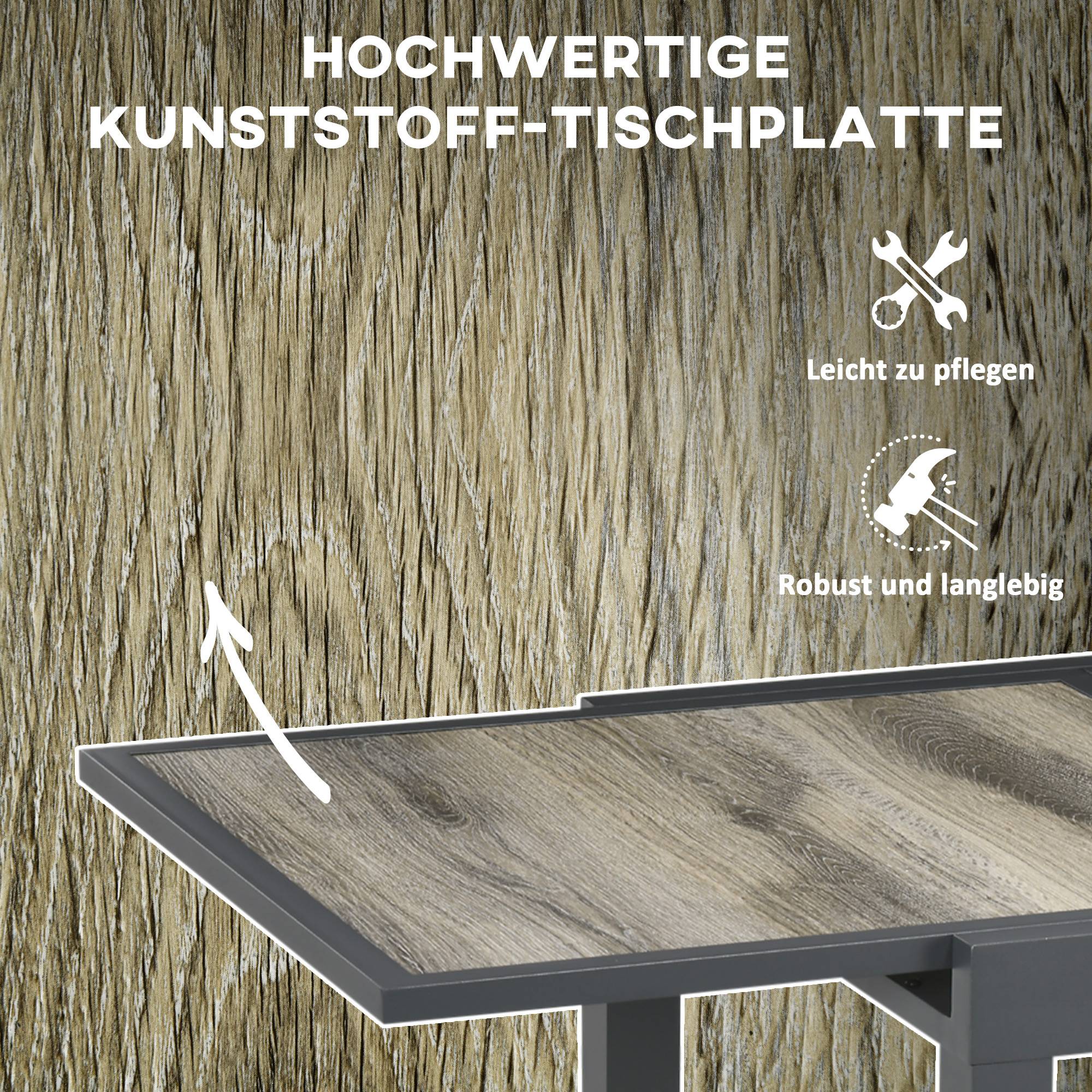 Table extensible aluminium aspect bois 160 x 80 x 75 cm - PANGIVO - Image 8