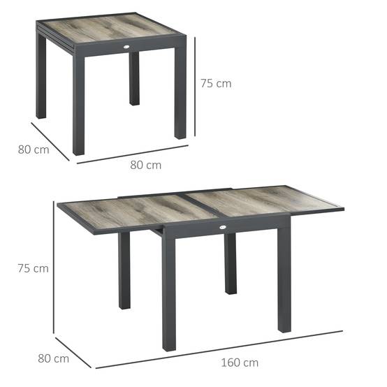 Table extensible aluminium aspect bois 160 x 80 x 75 cm - PANGIVO - Image 5