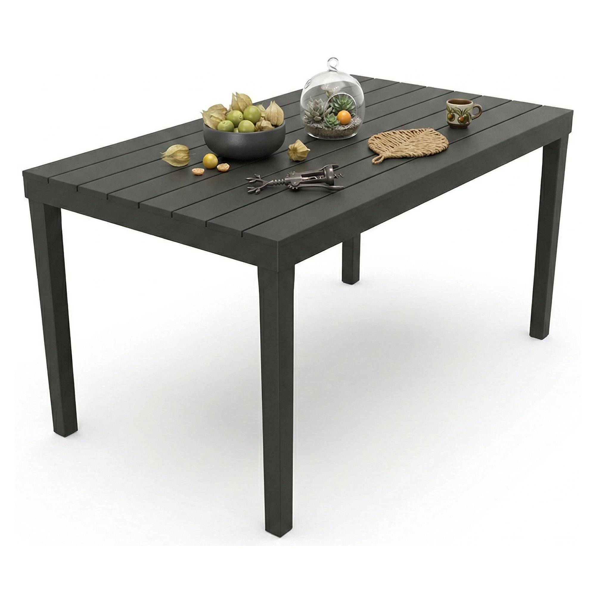 Dmora - Table d'extérieur Dmoto, Étagère à manger rectangulaire, Table de jardin polyvalente intérieure et extérieure, 138x78h72 cm, Anthracite - Dmora - Imagen 1