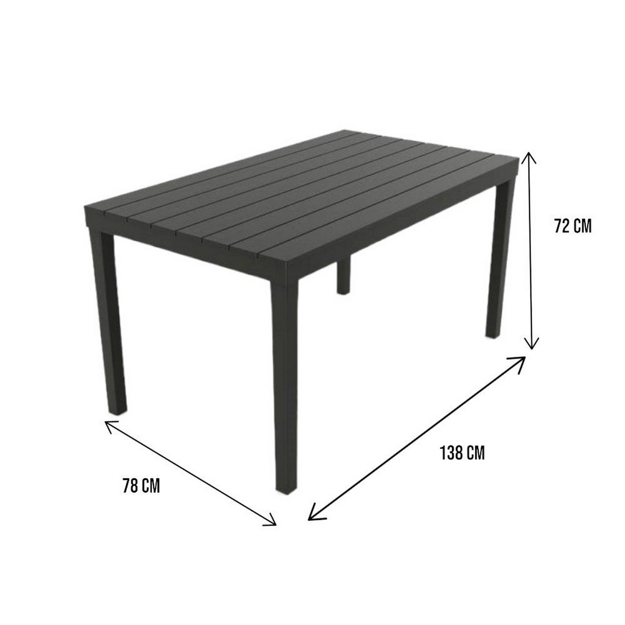Dmora - Table d'extérieur Dmoto, Étagère à manger rectangulaire, Table de jardin polyvalente intérieure et extérieure, 138x78h72 cm, Anthracite - Dmora - Imagen 3