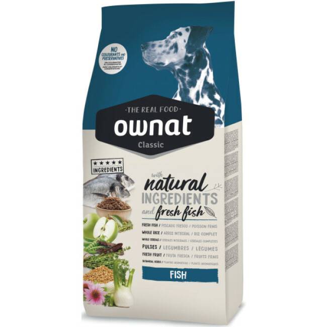 Croquettes Ownat Classic au poisson pour chien - 4 kg