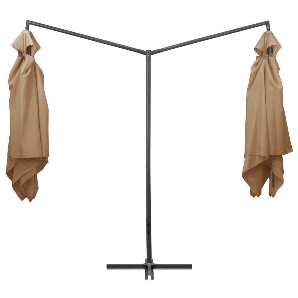 Helloshop26 - Parasol d'extérieur double avec mât en acier 250 x 250 cm taupe - Imagen 3