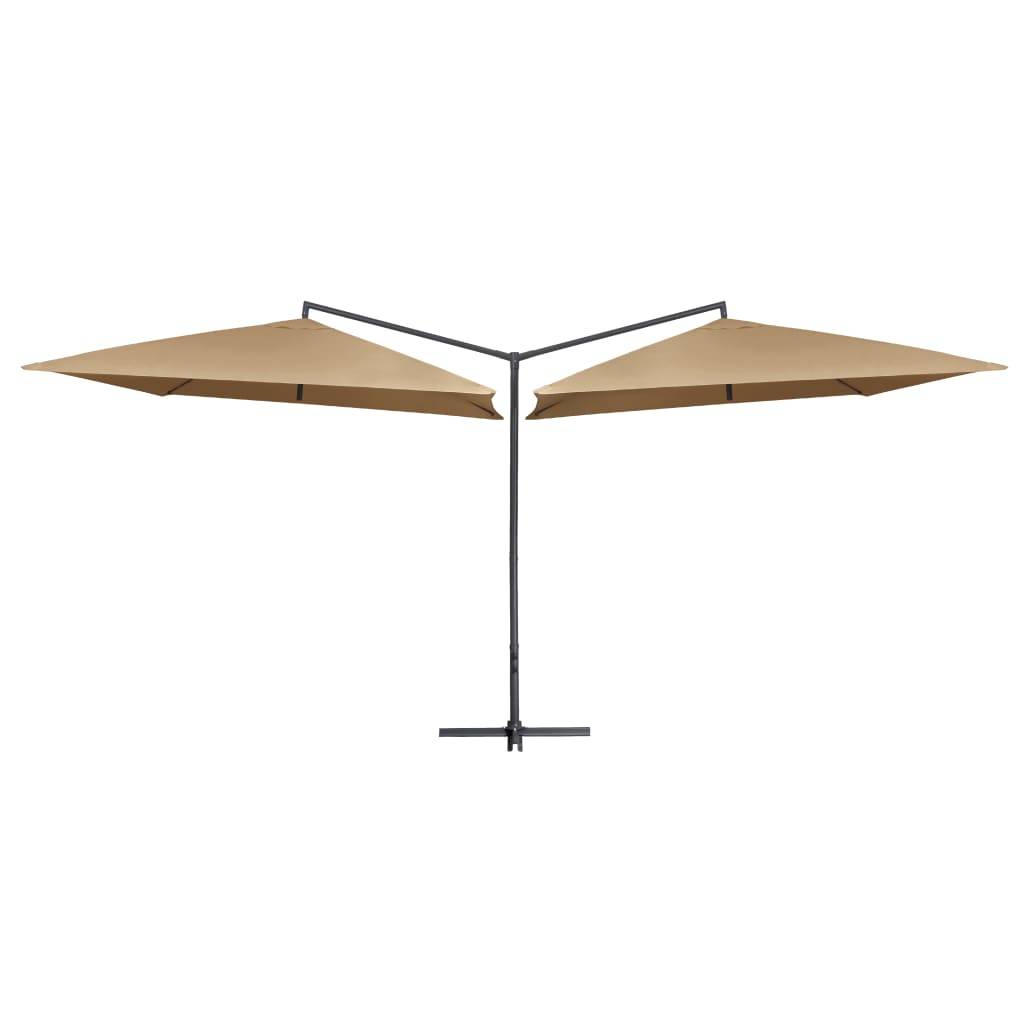 Helloshop26 - Parasol d'extérieur double avec mât en acier 250 x 250 cm taupe - Imagen 2