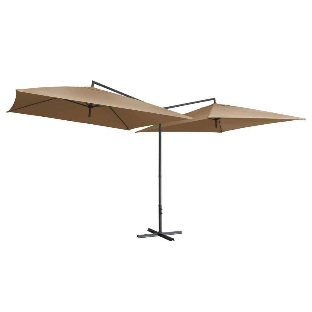 Helloshop26 - Parasol d'extérieur double avec mât en acier 250 x 250 cm taupe - Imagen 1