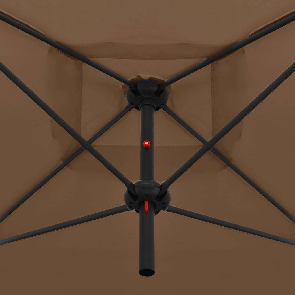 Helloshop26 - Parasol d'extérieur double avec mât en acier 250 x 250 cm taupe - Imagen 4