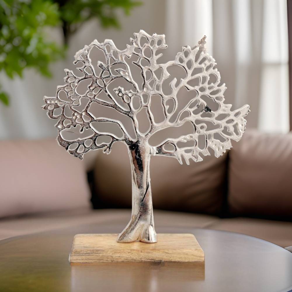 Sil - Arbre décoratif en aluminium et bois de manguier Arbre de vie Taille 2 - Imagen 2