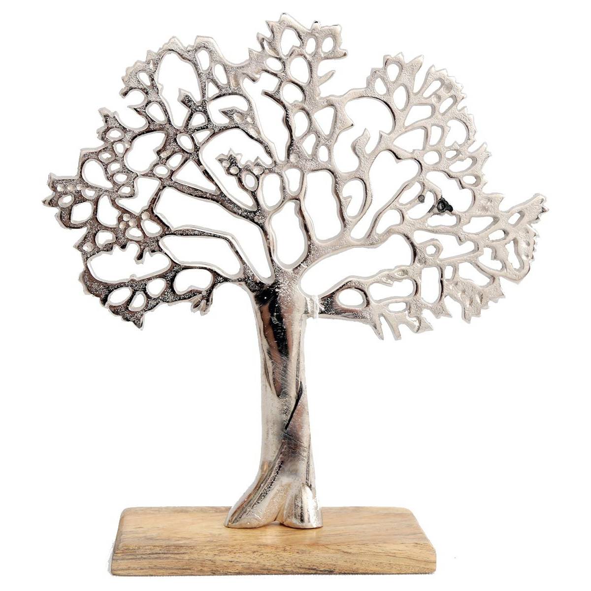Sil - Arbre décoratif en aluminium et bois de manguier Arbre de vie Taille 2 - Imagen 1