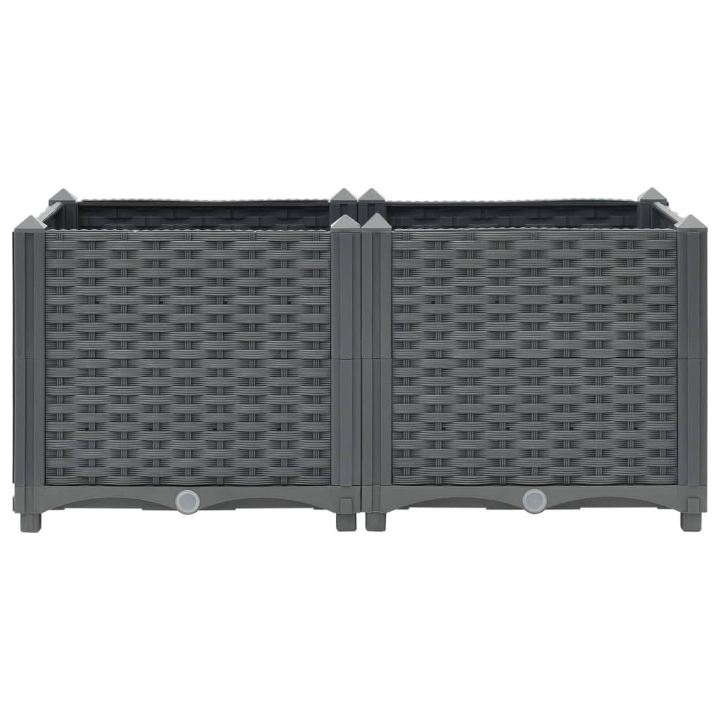 Helloshop26 - Jardinière lit surélevé plantes fleurs jardin 80 x 40 x 38 cm polypropylène gris foncé - Imagen 3