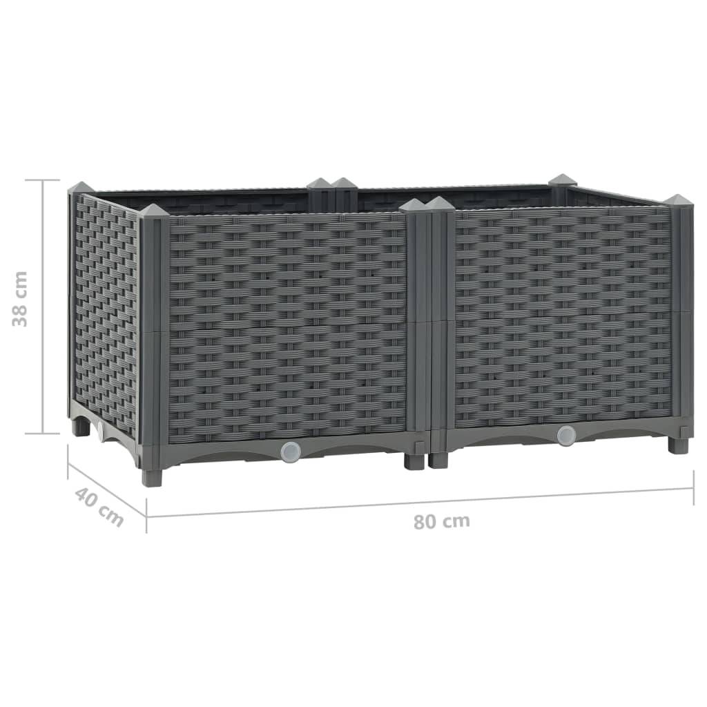 Helloshop26 - Jardinière lit surélevé plantes fleurs jardin 80 x 40 x 38 cm polypropylène gris foncé - Imagen 5